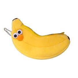 HSYHERE Creative Cute Novelty Funny Face Simulation Food Fruit Chicken Leg Banana Character Soft Stuffed Surface Clothes Zipper Pencil Box Pencil Case Pencil Holder Pouch Pen Bag - Yellow Banana