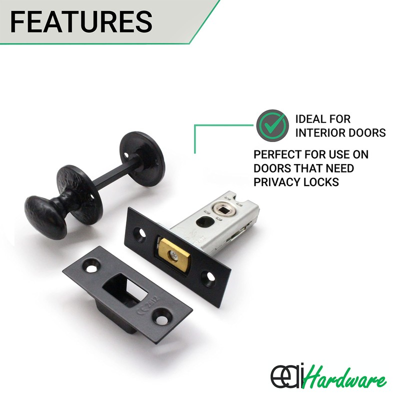 EAI Bathroom Tubular Deadbolt Set | 76mm Case | Matt
