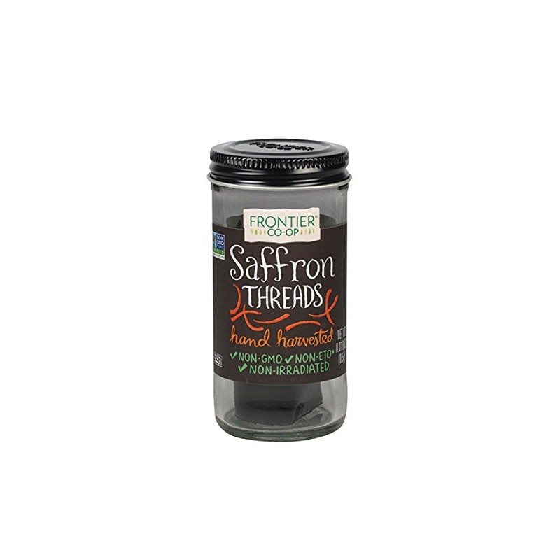 Frontier Co-op Saffron Threads, 0.018 Ounce Bottle, Hand Harvested, For
