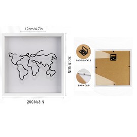 TABTAG Travel Adventure Archive Box,Travel Shadow Box with Slots,8-inch Memory Boxes for Keepsakes,box travel box（8Inch-White）