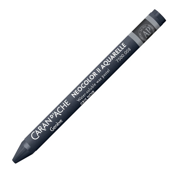 Caran d'Ache NEOCOLOR II 008 GREY BLACK/BLACK GREY (7500.008) / Pastel Pack of 10 (1 Pack) / Made of Water-soluble Wax / for Paper Cardboard Glass Wood Leather Fabric Stone