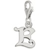 Rembrandt Sterling Silver Initial E Charm with Lobster Claw Clasp,