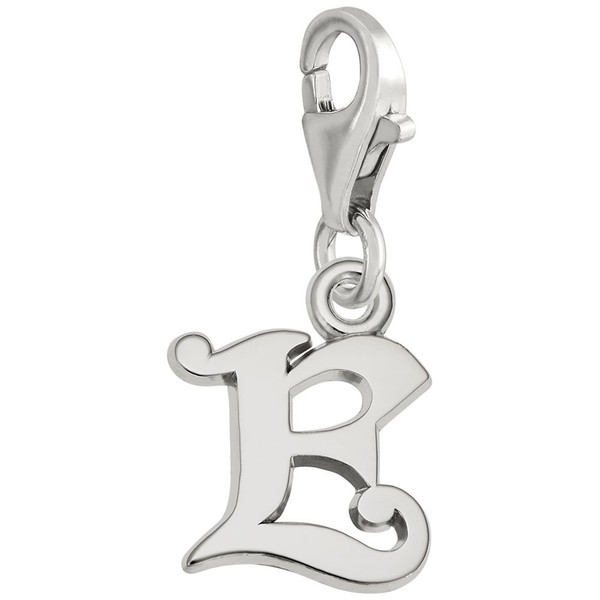 Rembrandt Sterling Silver Initial E Charm with Lobster Claw Clasp,