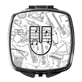 Caroline's Treasures CJ2007-USCM Letter U Musical Note Letters Compact Mirror Decorative Travel Makeup Mirror for Women Girls Gifts Pocket Makeup Mirror Folding Handheld