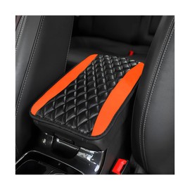 Osilly Car Center Console Pad, Universal Waterproof Armrest Seat Box Cover, 12.6" x 7.5" PU Leather Auto Armrest Protector, Car Interior Accessories Decor for Most Vehicles, Truck, SUV (Orange)