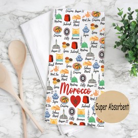 JXGZSO Morocco Culture Travel Kitchen Towel Moroccan Landmarks Souvenir Gift Morocco Lover Gift (CA Morocco Towel)