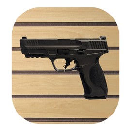 Hammy3DPrints Mount for S&W M&P 9mm - Slatwall | Pistol Holder Handgun Storage Rack (Facing Left, Dakota with Metal Track Insert)