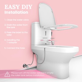 ST.THOMAS Ultra-Slim Bidet Attachment for Toilet,Dual Nozzle for Frontal and Rear Wash,Fresh Water Non-Electric Bidet Toilet Seat Attachment, Adjustable Water Pressure,Easy Home Installation Pink