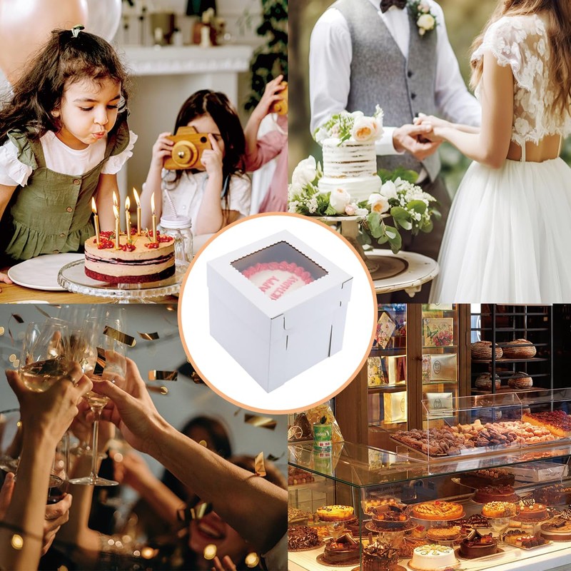 Huoshange Tall Cake Boxes for Tier Cakes,12x12x12 Inch [3 Pack
