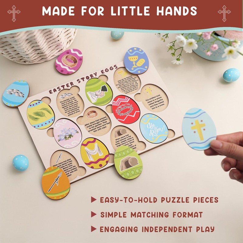KATINAT Resurrection Easter Story Eggs - 12 Wooden 2D Egg