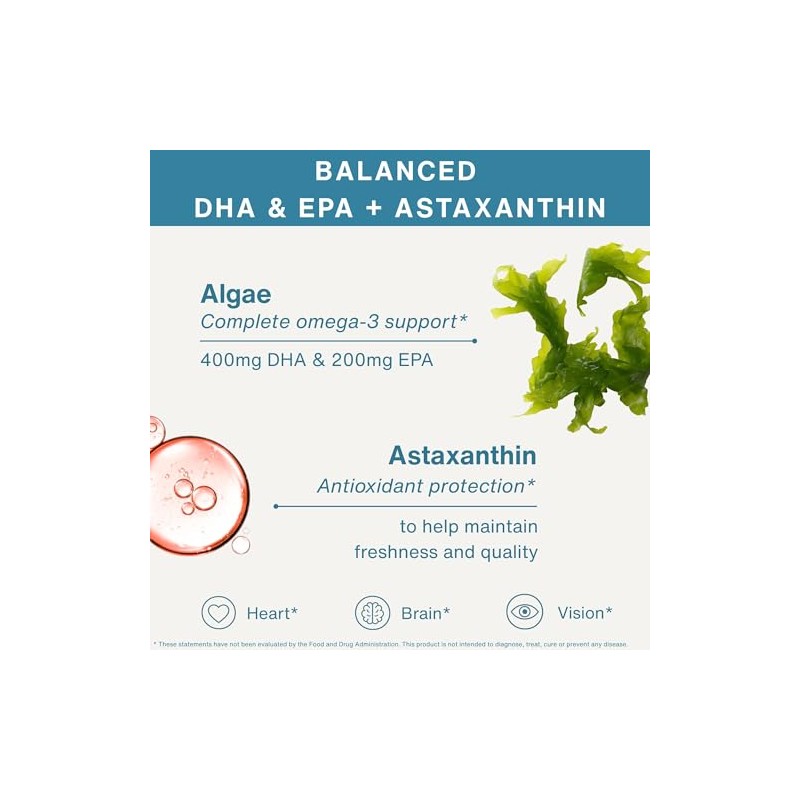 Pure & Essential Vegan Omega 3 Algae Oil Dha Epa
