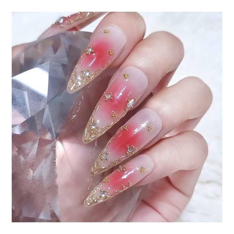 Rose Jungle Wedding Handmade Nail Tips - Stiletto / 장미