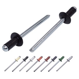 Pack of 500 Painted Blind Rivets 4.0 x 10 mm, Dome Head, DIN 7337, Aluminium Rivets and Steel Mandrel, Pop Rivets (500, Jet Black RAL 9005)