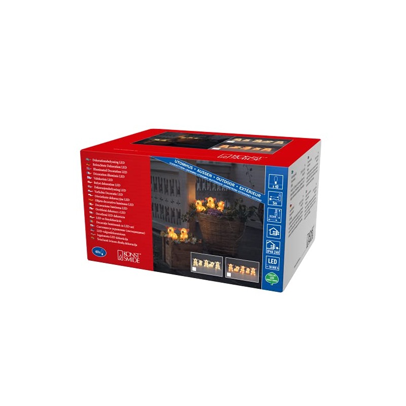 Konstsmide LED Acrylic Pigs Set of 5, Transparent, 40 Warm