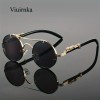 Trendy Circular Metal Glasses Featuring Gradient Polycarbonate Lenses - Comes