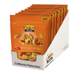 Setton Farms Pistachios, Buffalo Wing Bold Flavor Naturally Seasoned No Shell Pistachio Nuts, Gluten Free, Vegan, Kosher, 5 oz, Pack of 8, 5 Ounce (Pack of 8)