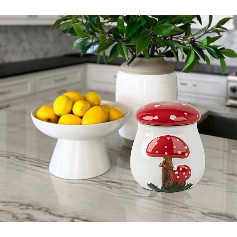 dgudgu Airtight Cookie Jar Mushroom Cookie Jar With Lid Ceramic