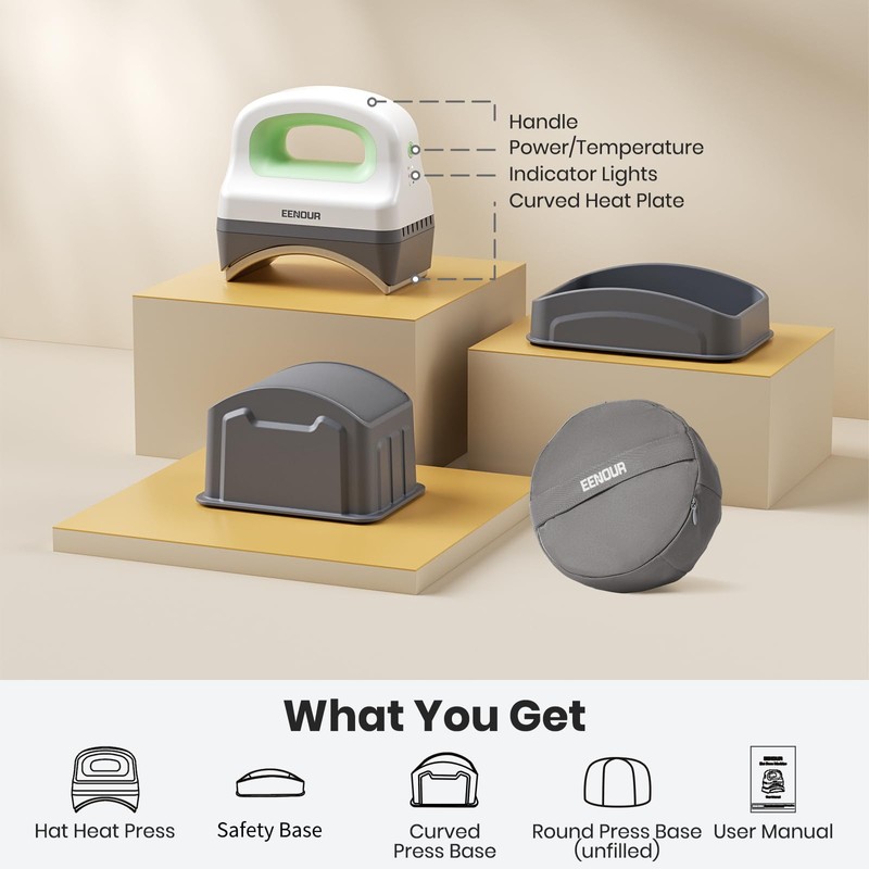 EENOUR Hat Press Machine, Mini Heat Press for Caps with