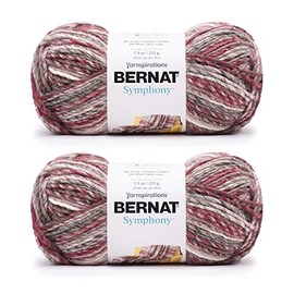 Bernat Symphony Pomegranate Punch Yarn - 2 Pack of 225g/8oz - Wool Blend - 5 Bulky - 309 Yards - Knitting/Crochet