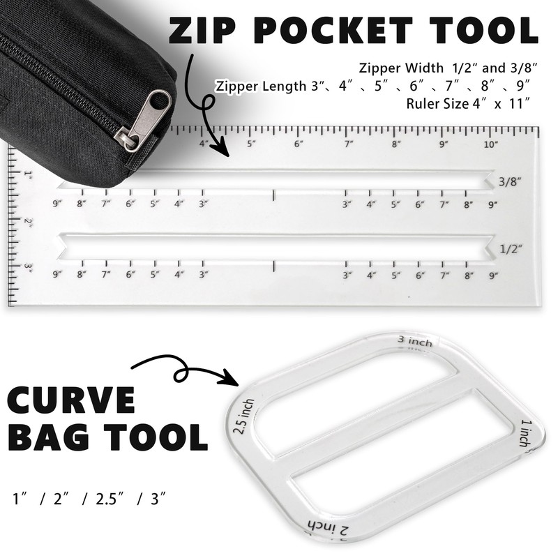UPTTHOW 3Pcs Boxy Bag Making Templates Notion for Beginners, Clear