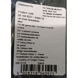 Patterson Medical/Sammons-Preston Rolyan Knee Support Immobiliser - Long Length 24" (61cm) Medium Leg Circumference- 19"–20" (48 – 51cm) - Navy Blue - 09 104 8321 A404205 / A404126
