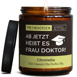 Lustige Citronella Kerze mit Spruch zum Abschluss | Handgemacht aus Sojawachs | In Geschenkbox | Valentinsgeschenk | Schulabschluss, Abitur, Studium, Bachelor, Master bestanden