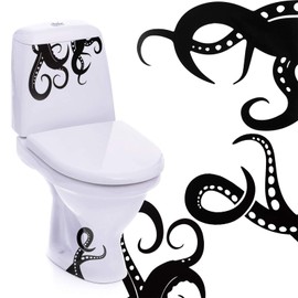 15 Pieces Kraken Octopus Toilet Tentacles Wall Decals Decor Sticker Octopus Toilet Home Decal Black Sea Creature Wall Art Sticker Tentacles Bathroom Kraken Decal for Toilet Seat
