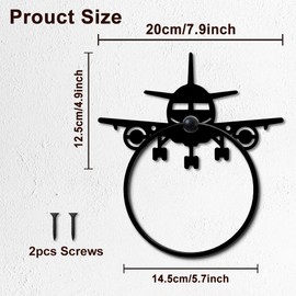 MAYJOYDIY Airplane Metal Towel Ring Model Aircraft Towel Holder for Wall Transportation Wall Decor Towel Hanger Black Art Towel Rack Wall Mounted for Bathroom Kitchen Home Boys Room Decors Gift