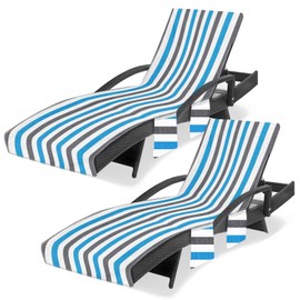Britown Lounge Chaise Chair Towel Covers (Pack of 2), Beach Chair Cover with 3 Pockets for Pool Outdoor Beach Garden Patio Trips,85 X30 in (Gray Blue)