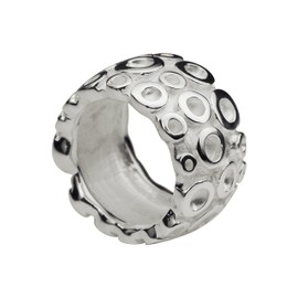 SILBERMOOS Women's Ring Band Ring Circle Structure Wide Matte Shiny Solid 925 Sterling Silver, Sterling Silver, Not applicable