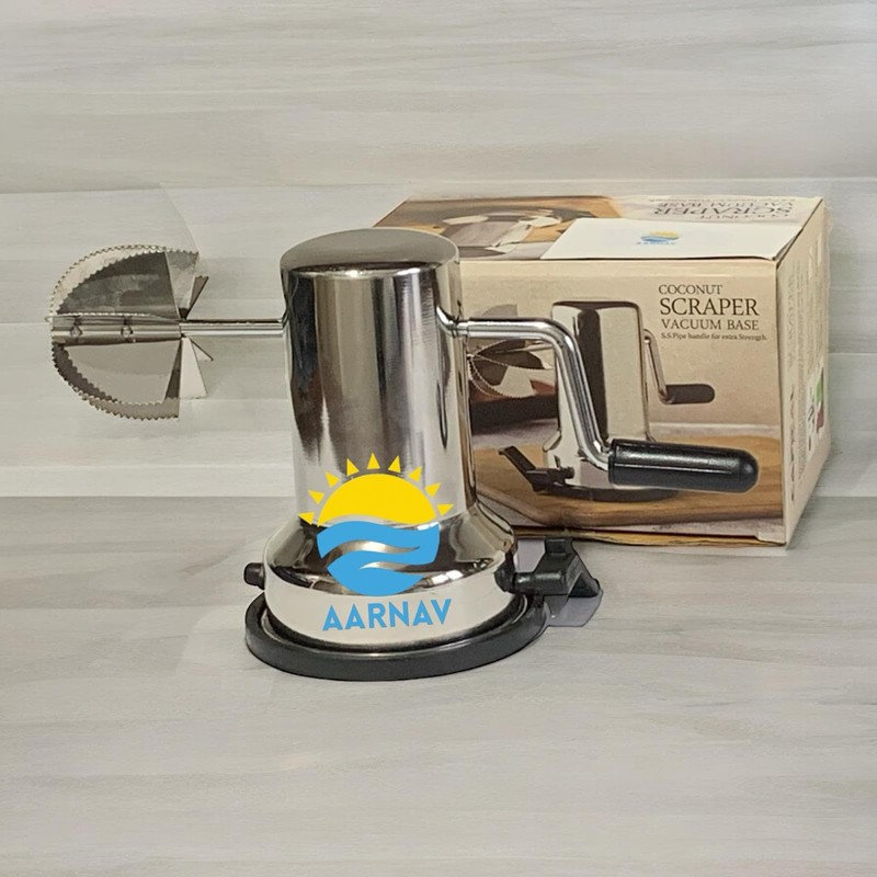 AARNAV Stainless Steel Coconut Scraper for Kitchen, Vacuum Base, Rotatable