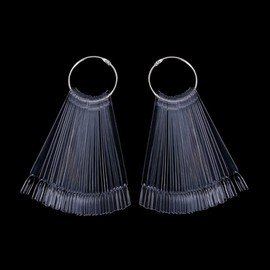 100 pieces of Nail Art Sample Sticks, Transparent Nail Exercises, Nail Tips Display Polished Plate, With Metal Opening Ring to Fix Fan-shaped Plastic Nail Tips (transparent)