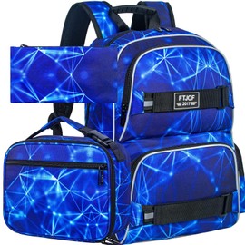 ZLYERT Laptop Backpack, 17 Inch School Bag College Bookbag Set, Water Resistant Graffiti Backpacks with Lunch Bag for Teens Boys Man Students (Red)