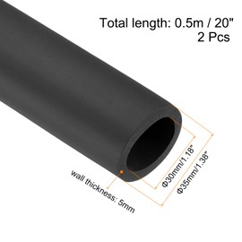 QUARKZMAN Pack of 2 Pipe Insulation Foam Pipe Insulation Pipe 30 mm (1 3/16 Inch) ID 35 mm OD 20 Inch Heat Protection for Handle Support, Black
