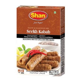 Shan Seekh Kabab Recipe and Seasoning Mix - 50g Spice Powder - No Preservatives - Pakistani style masala for traditional BBQ flavor