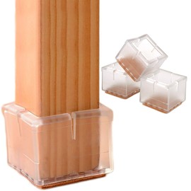 24Pack Anwenk Chair Leg Floor Protectors Silicone Chair Leg Protectors Leg Caps Furniture Protectors Table Chair Feet Protectors Square 1 1/4"-1 3/8",Clear