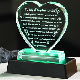 YWHL Daughter in Law Gifts from Mother in Law/Father in Law, Birthday Gifts for Daughter-in-Law Crystal Keepsake with Light Base To My Daughter in Law Gifts on Wedding Christmas Mothers Day