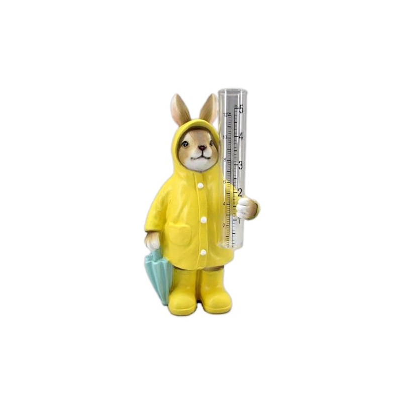 The Bridge Collection Raincoat Bunny Rain Gauge-Cute Rabbit Spring Garden