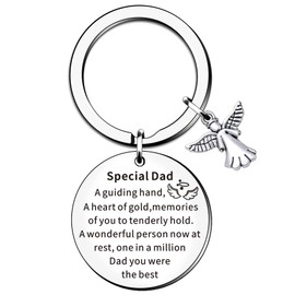 WTOPP Dad Memorial Keyring Gifts Father's Day Memorial Keychain Remembrance Gifts For Your Loss Of Loved Dad Grieving Fathers Remembrance