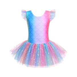 Arshiner Ballet Clothes Ballet Dress for Girls Ballet Leotard Dance Skirt Kids Ballet Tutu Dress Toddler Shiny Ruffle Sleeves Dance Clothes Mermaid 150