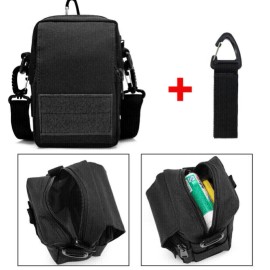 Men Tactical Molle EDC Pouch Nylon Crossbody Bag Tool Waist Pack with Carabiner