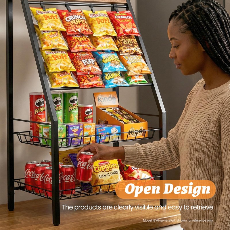 4 Tiers Snack Rack Display Stand - Chip Candy Organizer
