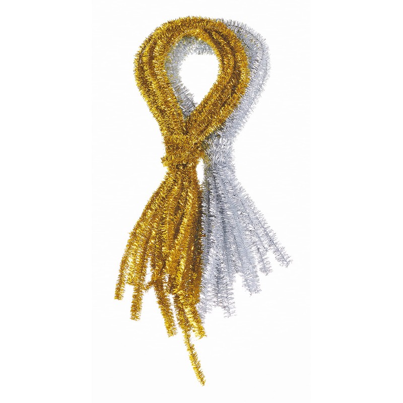 Metallic Chenille Wire, Gold, Pack of 10, 50 cm