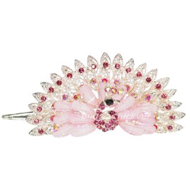 Beautiful Crystal Peacock Hair Clips Metal Clip Hair Clip Rhinestone & Acrylic Pink Gold 5263