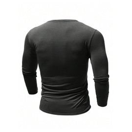 WDIRARA Men's Distressed American Flag Graphic Henley T-Shirts Long Sleeve Casual Basic Tee Tops Grey Striped X-Large