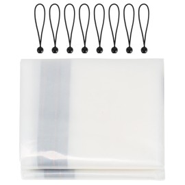 Luabue 2M X 2M Clear Tarpaulin Waterproof Heavy Duty Transparent Tarpaulin with Eyelets Plastic Tarp Cover Sheet with 8Pcs Bungees Ball Cord for Greenhouse Garden Furniture Shed Outdoor Chicken Shed