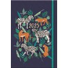 2025 Diary A5 Stylish Blue Jungle Leopard & Zebra Soft