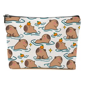 Cute Capybara Makeup Bag, Capybara Gifts for Women, Capybara Lovers Cosmetic Bag Travel Organizer Bags Makeup Pouch, Capybara Stuff Animal Lovers Gifts for Girls Sister Christmas birthday Gifts