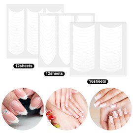 40 Sheets French Manicure Nail Stickers French Nail Tips Guides Self-Adhesive Nail Art Stickers French TipTool Nail Stickers Nail Line Guide for DIY Decoration Stencil Tools