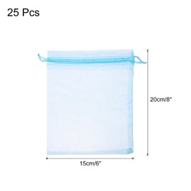 sourcing map 25pcs Organza Bags 15x20cm Drawstring Favor Pouches Sheer Mesh Bag for Gift Jewelry Wedding Party Christmas Candy Lake Blue
